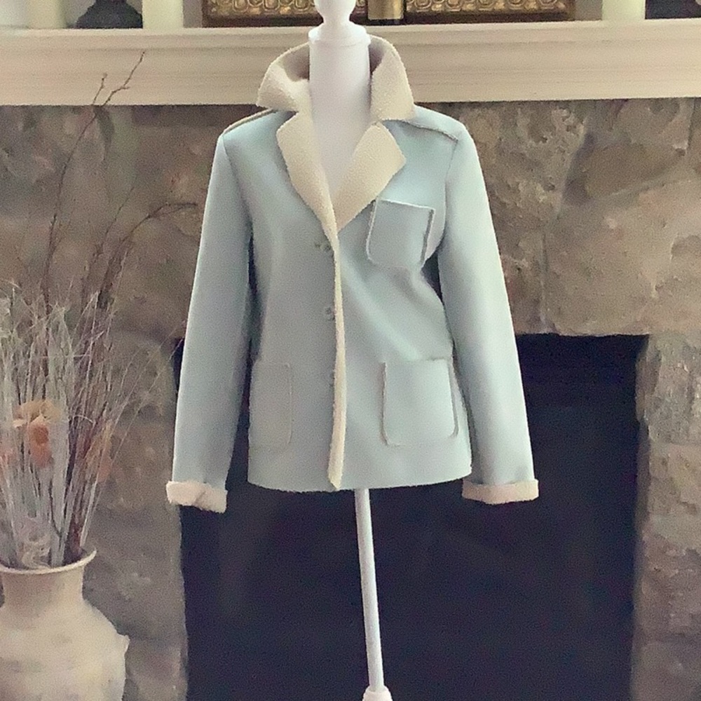 Eivissa baby blue faux,Suede jacket.  Size small